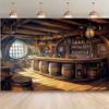 1 Polyester Foto-Hintergrundbanner, Piratenbar, Retro-Stil, Bar-Interieur und Fass-Party-Hintergrundstoff