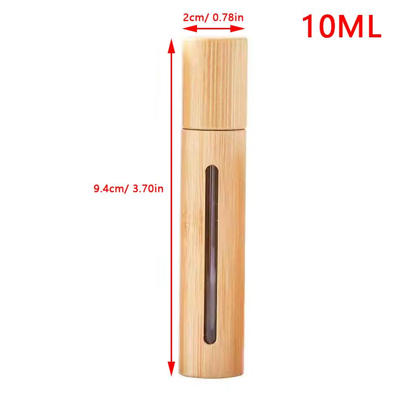 

1 шт., бамбуковый флакон-роллер 3/5/10 мл, деревянный флакон-роллер, эфирное масло, блеск для губ, многоразовый тюбик, пустая банка, стеклянный флакон для духов 10ML