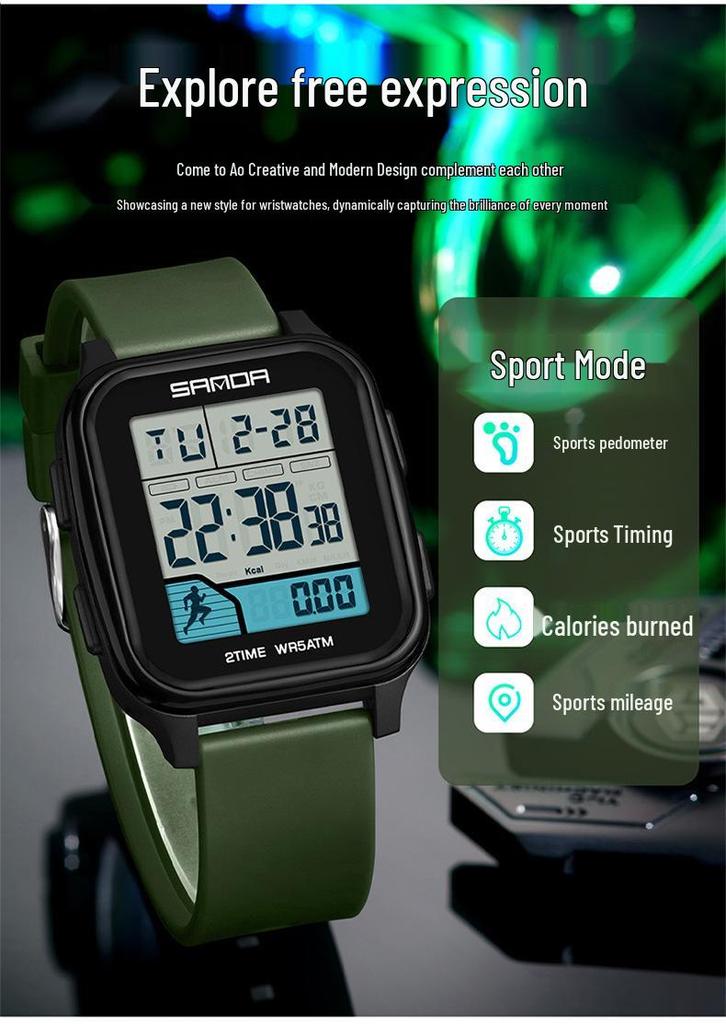 SANDA Trend Multifunctional Sports Watch for Students - Calorie Counter & Dual Alarms