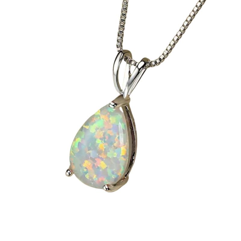 Necklace, Colorful Water Drop Opal, Fashionable Temperament, Versatile High-end Pendant