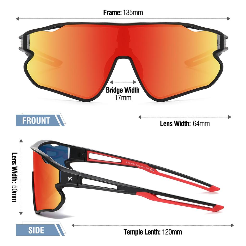 Kids Sunglasses Sunglasses Baseball Polarized Sunglasses Sports Ultra Light Frame UV Protection for Running Cycling Ages DK268 [DUCO] Children's 5-12