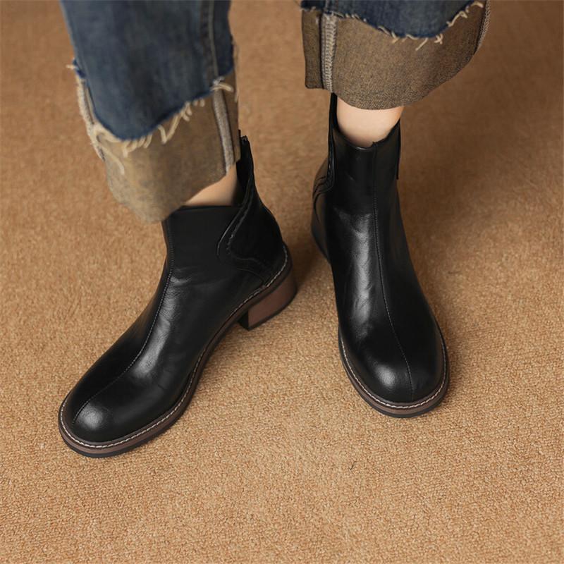 Fashion New Autumn Winter Women Boots Fashion Round Toe Shoes for Women Short Boots Women High Heel Botas De Mujer Comfort Chelsea Boots