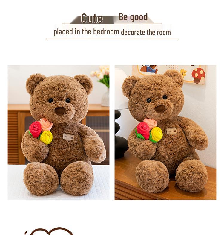 Rose Bouquet Bear Plush Doll - Cute Gift for Couples & Girls