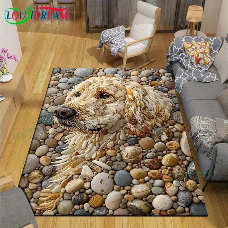 3D Lustige Kieselstein Dekor Teppich für Außenbalkon Garten Couchtisch Schlafzimmer Bereichsteppiche Küche Rutschfeste Fußmatte Teppich Geschenk