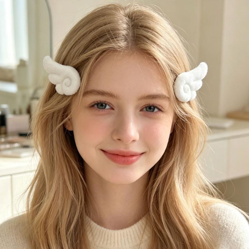 Soft Wing Hair Barrette Pair Set for Girls and Women, Decorative Hair Clip Accent for Photo Outfit and Everyday Styling