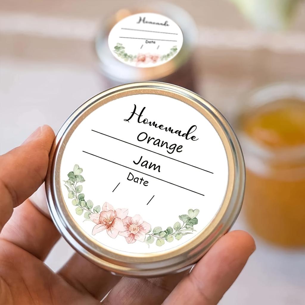 Watercolor Floral Canning Labels -5.08cm Write-On Date & Contents Stickers for Mason Jars,Spice Containers - Easy Peel and Stick