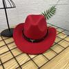 New Horn Head Belt Cowboy Hat Fashionable Jazz Hat Retro Tweed Hat Black Top Hat Trendy