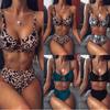 Women’s Leopard Print Tankini Bathing Suit Two-Piece Backless Bikini Swimsuit, Sexy Swimwear Set