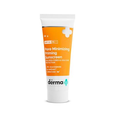 The Derma Co Porie Minimaliserende Zonnebrandcrème SPF 50 PA++++ Met Niacinamide Voor Olie Controle, Verzorging van Open Poriën En Dagelijkse Zonbescherming 50 g