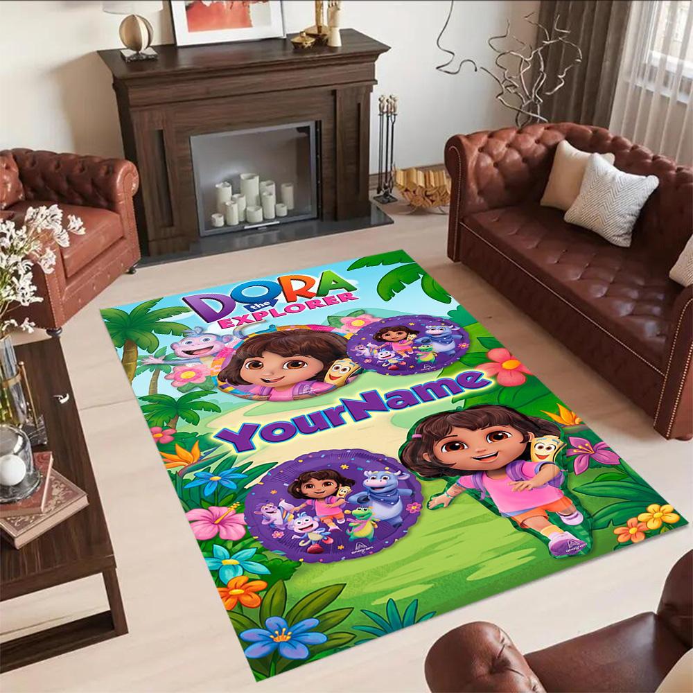 Dora Explorer Personalized Name Floor Mat Perfect for Game Room Playrooms Outdoor Entryway Anti-slip Rug Decorate Offices Birthday/Christmas Gift