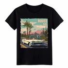 

Route 66 Classic Convertible T-Shirt -Retro Desert Highway Road Trip Graphic Tee M