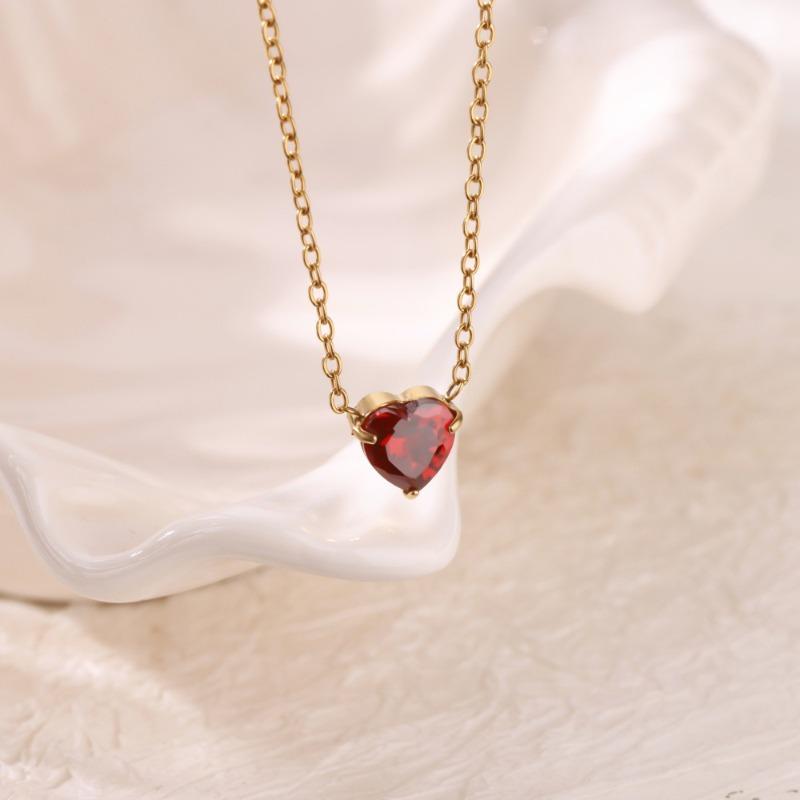 Декабрьский камень рождения Сердце Покрытое K Золотом Ожерелье Подвеска Цветной Кристалл Циркон Цепочка на ключицу Новый