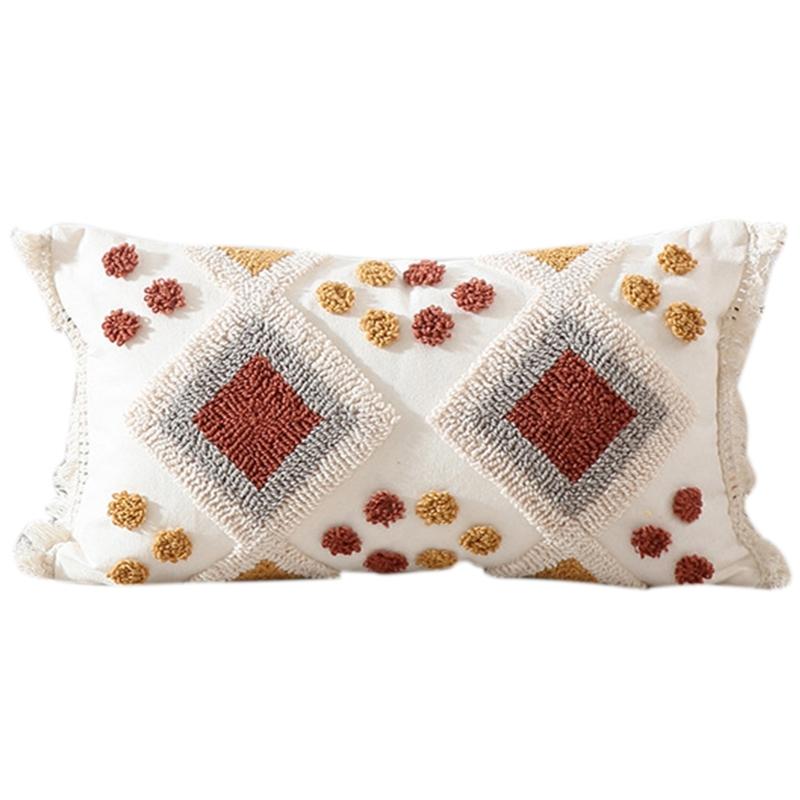 Nordic Lumbar Waist Throw Pillow Cover with Pom Pom Simple Color Decorative Rectangle Cushion Case wholesales