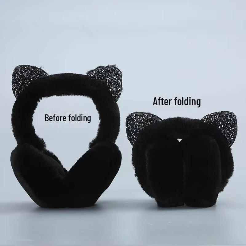 Dámské skládací korejské chlupaté náušníky vysoké hodnoty pro ochranu proti chladu na podzim a v zimě