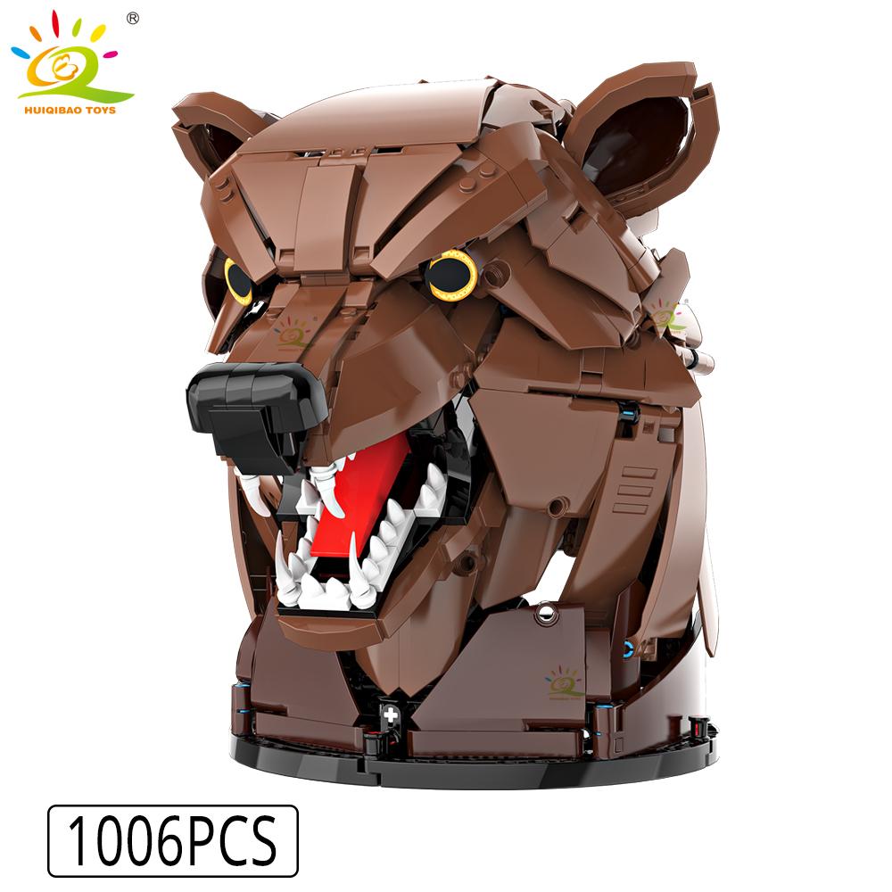 Non-Toxic Moc Creative Wolf Deer Eagle Head Model Building Blocks Animal Pendant Wall Decor Wall Hanging Sculpture Home Decor Toy