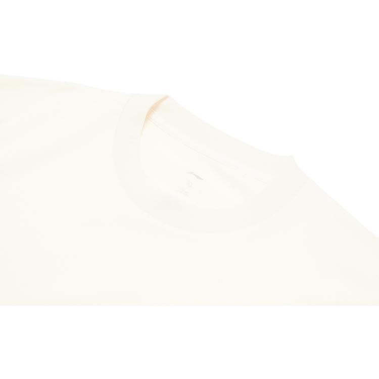 Li-Ning Cool Tea T-Shirt Quick-Dry Cool Casual Round Neck Printed Letter Sports Short Sleeve Women Tops Off-White ATSU590-1