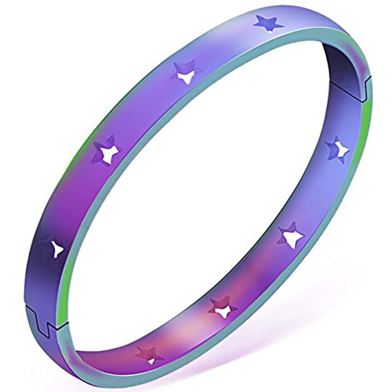 European American Star Hollow 6MM Titanium Steel Bracelet