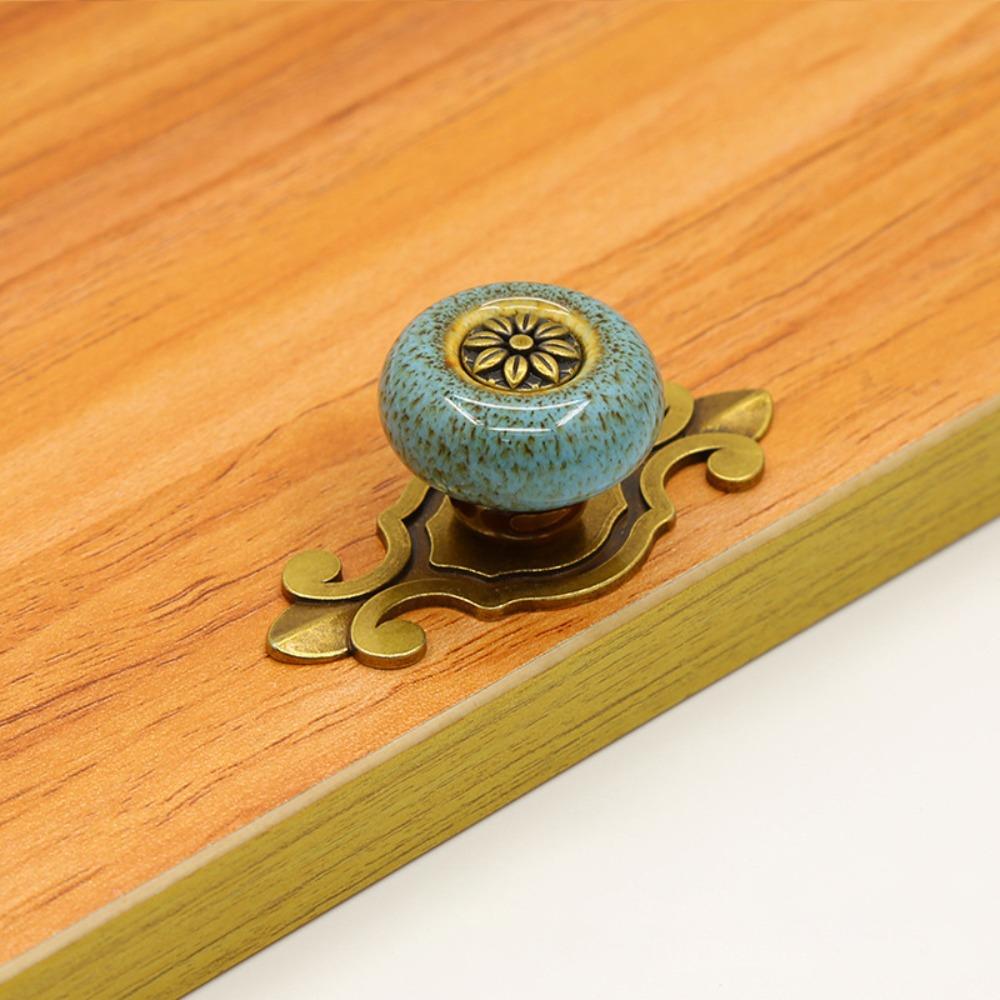 Single Hole Furniture Handle Zinc Alloy, Ceramics Wardrobe Pull Handle Cabinet Pull  Cabinet синий