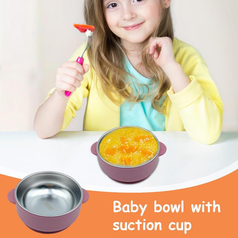 Baby Bowls With Suction Silicone Suction Bowl Baby Double Layer Anti Scald Dinnerware With Silicone Sleeve Reusable Toddler