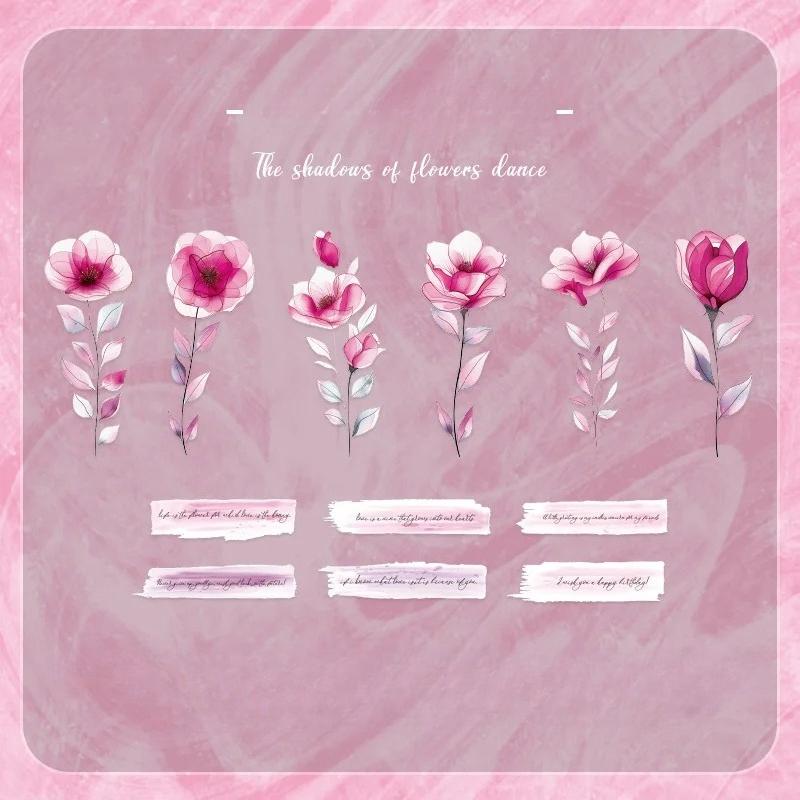 

12 листов INS Растение Цветок Материалы для скрапбукинга ПЭТ Наклейки Пакет Джанк Журнал Коллаж Декоративные Эстетичные Канцелярские Наклейки