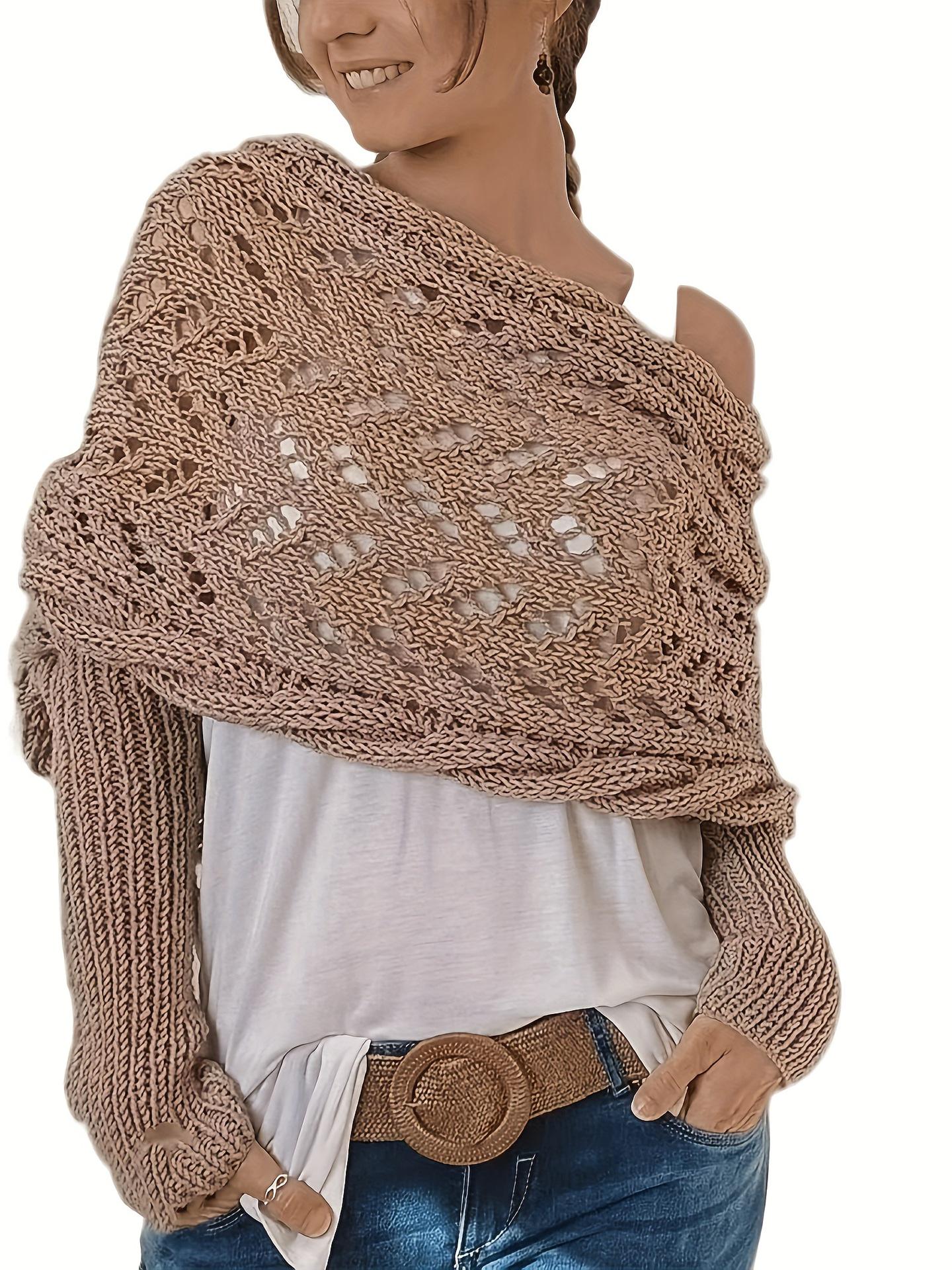 

Женская эксклюзивная ажурная шаль крупной вязки с длинными рукавами для осени/зимы One Size хаки