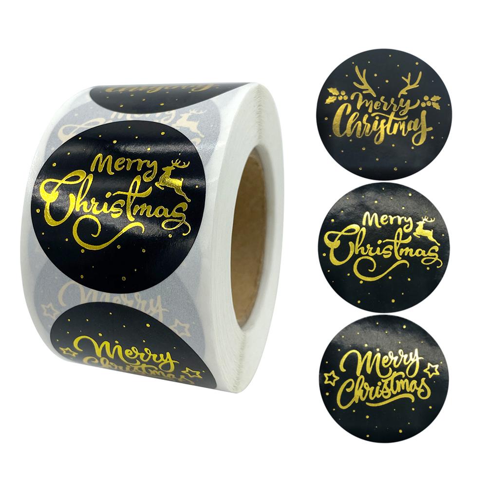 

500Pcs/Roll 3.8cm Christmas Stickers Round Envelope Gift Cards Package Labels