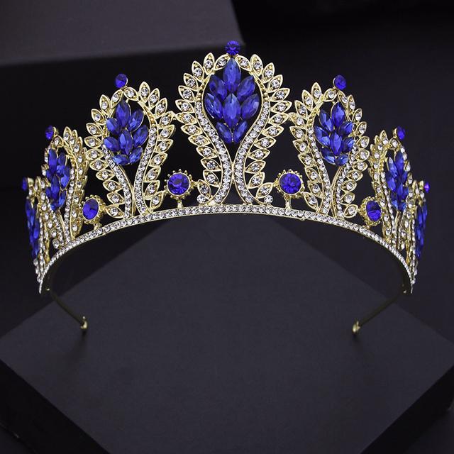 

Роскошная великолепная хрустальная свадебная корона головной убор невесты диадемы для женщин свадебная диадема украшения для волос королевские аксессуары для головы королевы синий