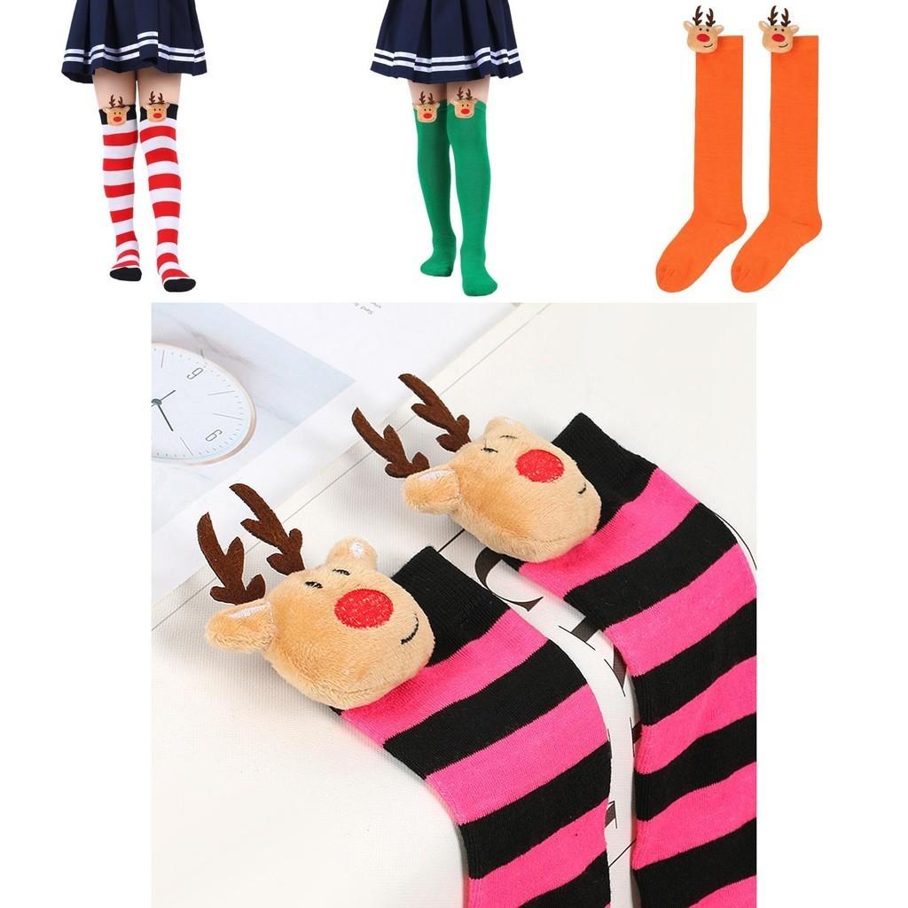 New Arrival Kids Christmas Socks With Cute Cartoon Deer Plush Toy Polyester Fabric Friction Resistant