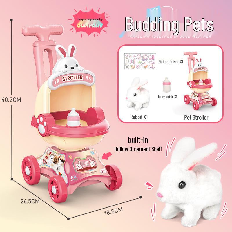 Children's Role-Playing Pet Stroller: Walking and Barking Electric Plush Doll