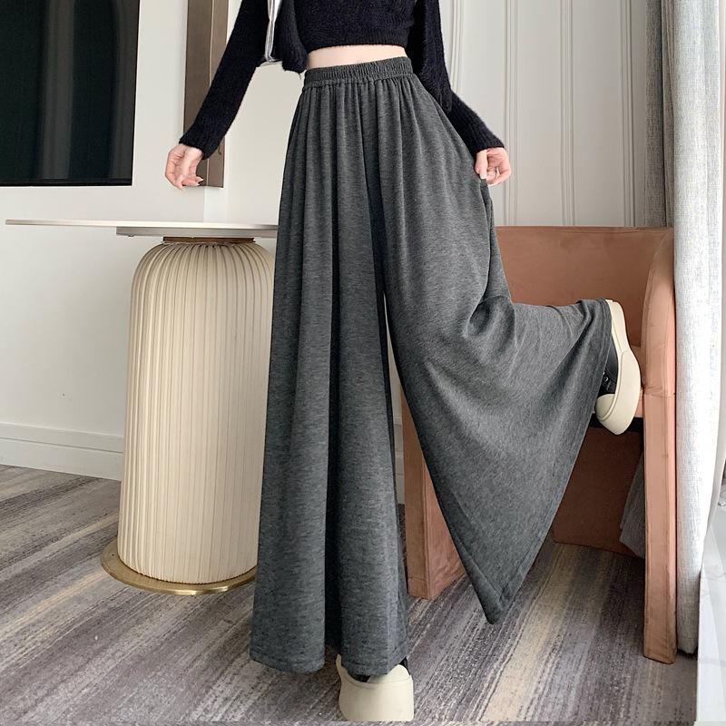 Autumn Winter Elastic High Waist Loose Casual Culottes Women Solid Elegant All-match Pantskirt Skirt