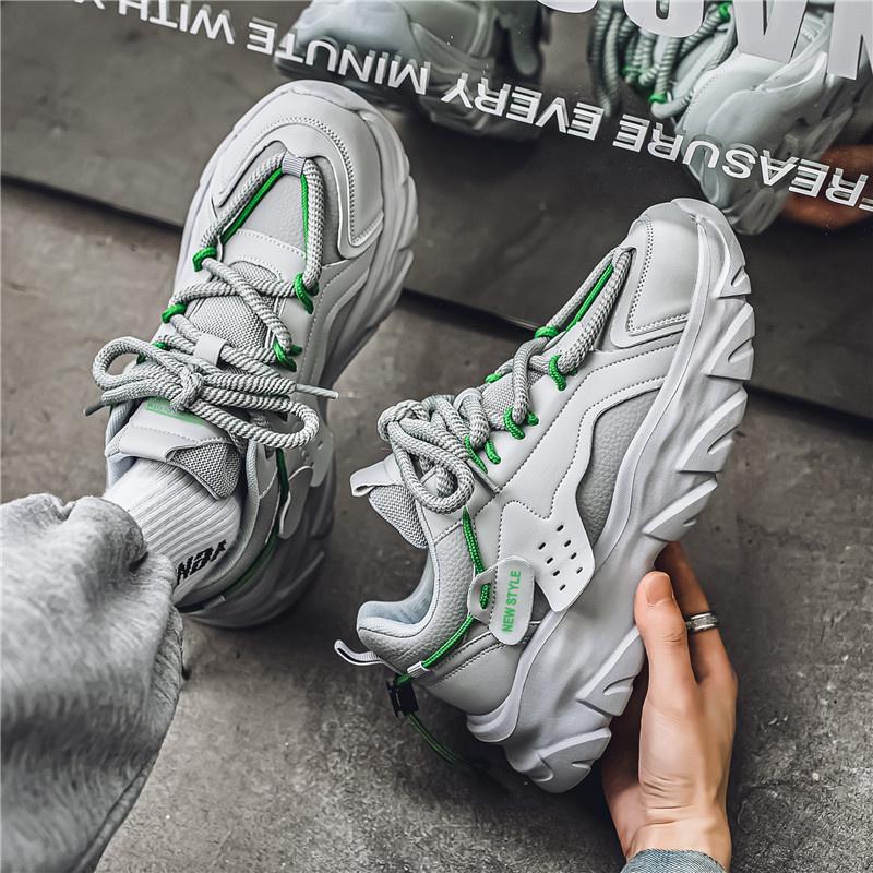 Men's Shoes Summer 2025 New Boys Mesh Sports Leisure Thick Sole Height Increase Running Black Dad Versatile Trendy Shoes