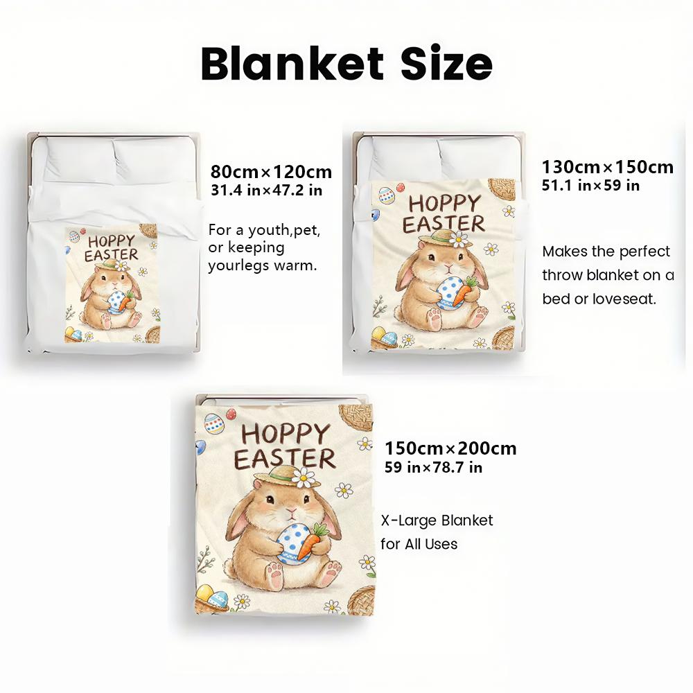 Hoppy Easter Thin Flannel Blanket for Bedrooms,Living Rooms,Sofas Blankets,Lunch Breaks,Picnics,blankets Fluffy