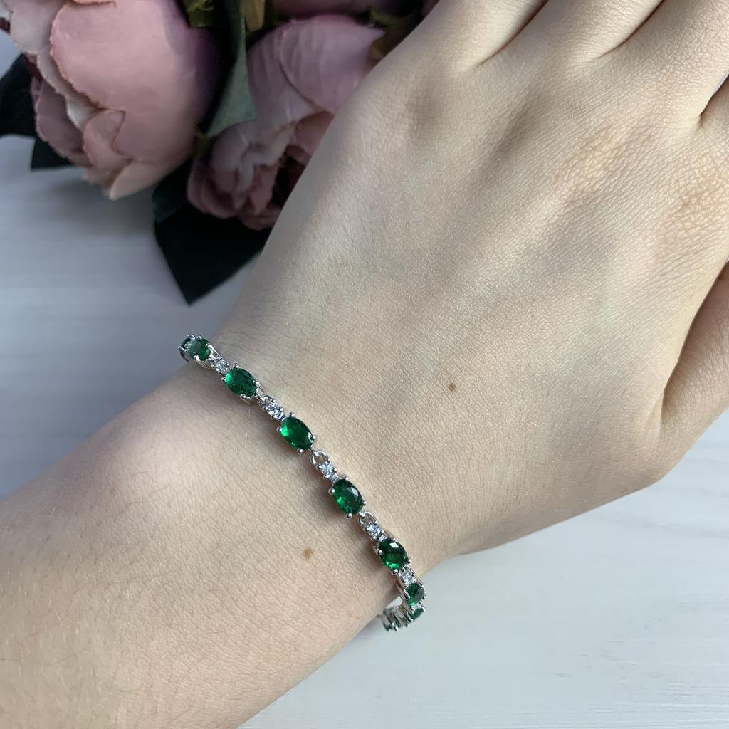 Silver Bracelet with Nano Emerald 5.33ct, Item Weight 7.19 G (1513682)