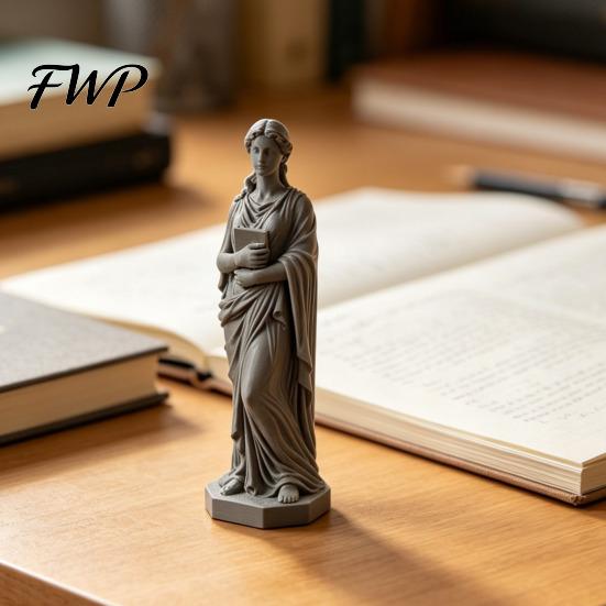 Bedroom Decorative Statue 3D Printed Goddess Figurine Greek Mythology Holding Book Imitation Stone Sculpture for Living Room Home Desk Shelf Decor