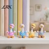 Healing Look Figurine 4Pcs Mini Cartoon Duck Figurines, Cute Polka-dot Pajamas Statues, Statue Macaron Animal Ornaments for Car Console Desktop