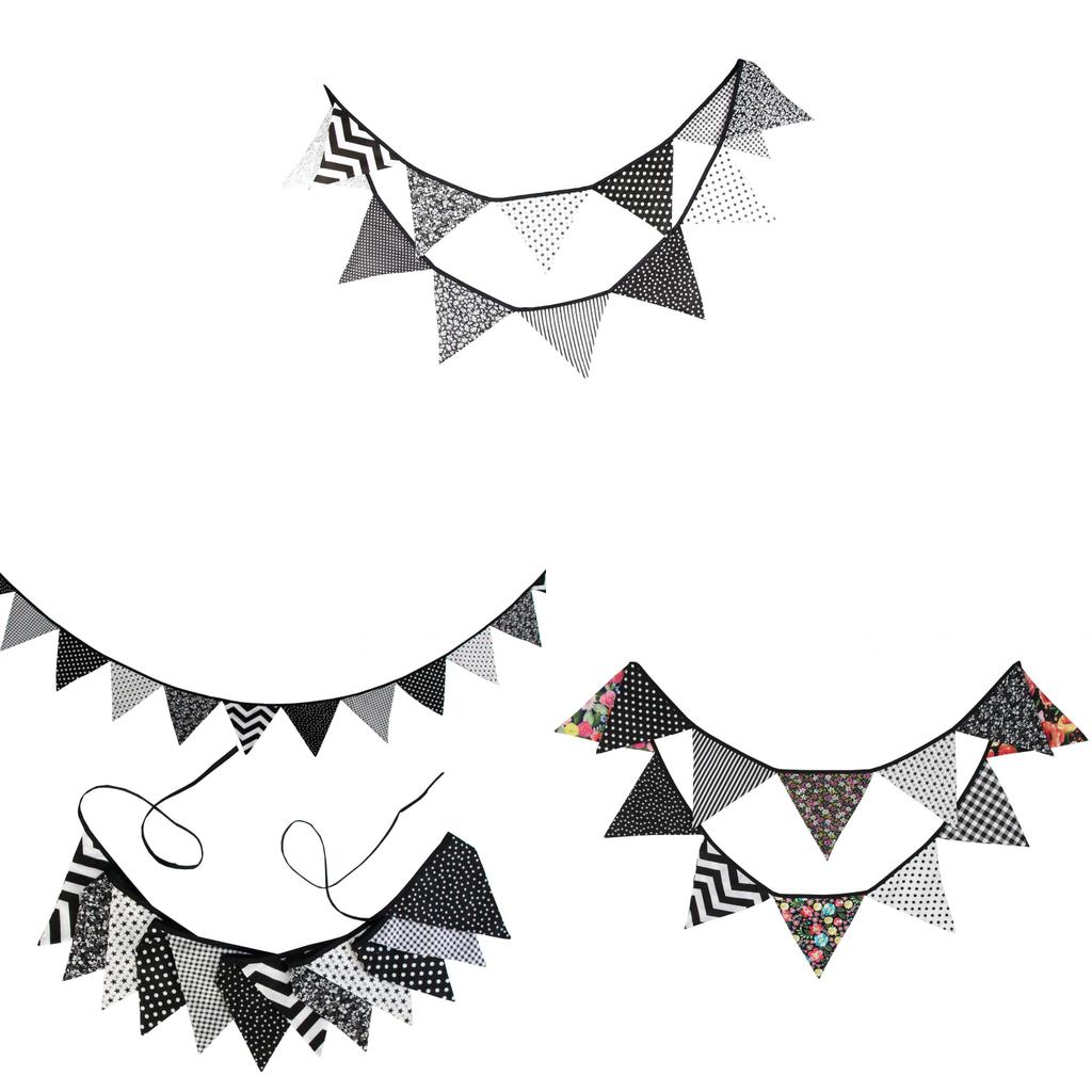 Black White Party Triangle Banner For Nursery Photos And Celebration Settings