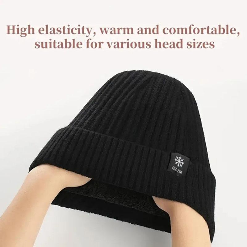 Winter Knitted Warm Ear Protection One Piece Hat for Elderly Men Snowflake Plush Thickened Breathable Warm Ski Hat Accessories
