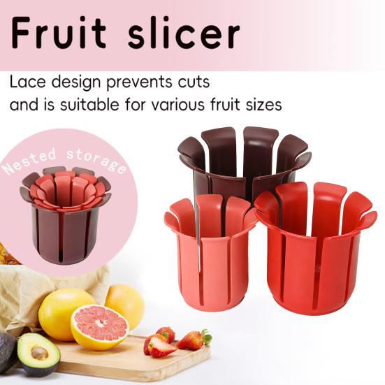 3 Pcs/Set Fruit Slicer Nesting Slicing Guides Lace-Designed Cutting Helper Watermelon Cutter Gadget Stackable Kitchen