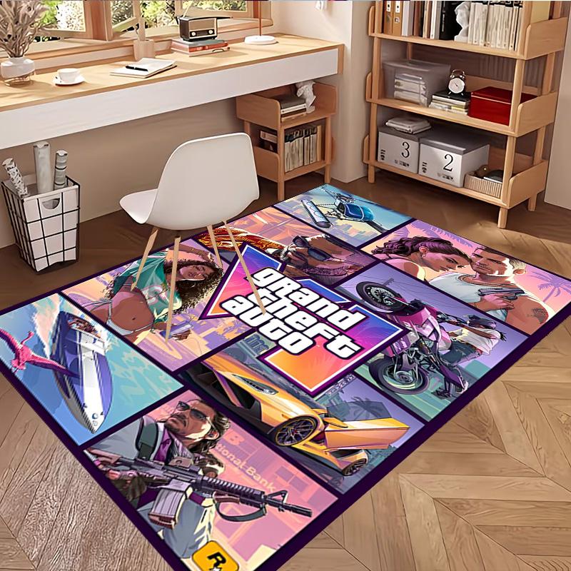 Grand Theft Auto VI Print Rug, Washable Floor Carpet, For Entryway Dorm Laundry Room Office Study, Home Decor Birthday Christmas Gift