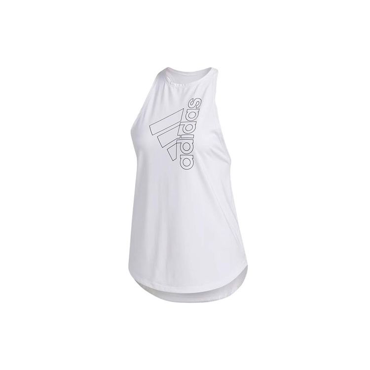 Adidas Letter Logo Print Round Neck Sleeveless Vest Women tops White FQ1996 S