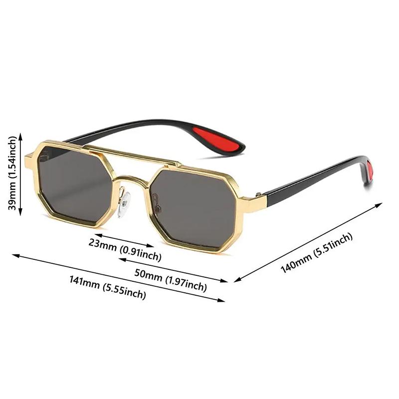 2 Stück Mode Metall Polygon Sonnenbrille Punk Herren Trendige Doppelbrücke Sonnenbrille Streetwear Brillen