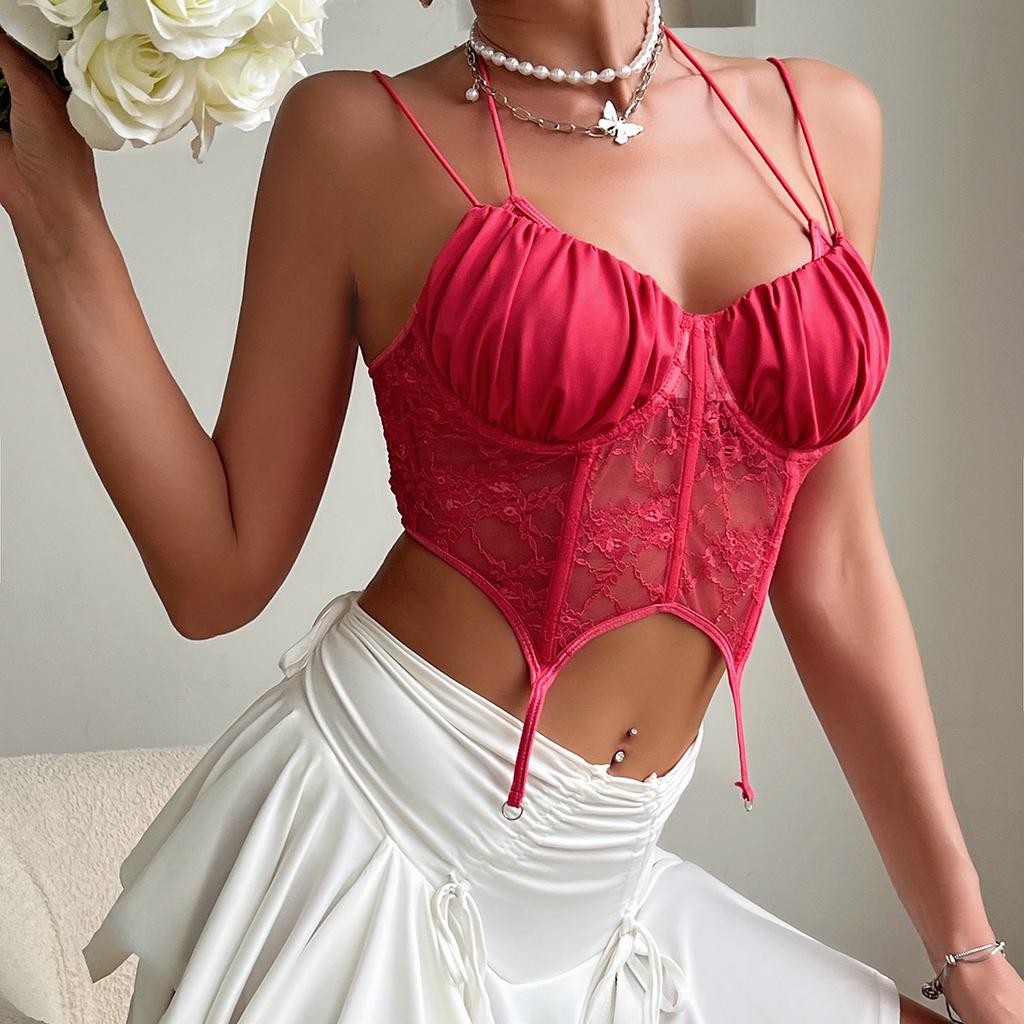 VEZFAA Damenmode, lässig, einfarbig, Sommer, Frühling, ärmellos, Hosenträger, sexy Bodys