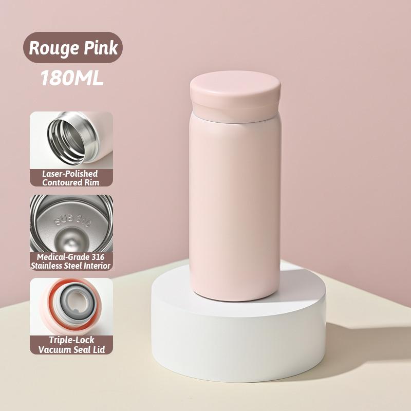 Morandi 180ml Edelstahl Thermoskanne, 316 Auslaufsicherer Isolierbecher, Anti-Flecken-Lippe, Lebensmittelecht Kaffee/Tee, Rosa/Grün/Rot/Schwarz