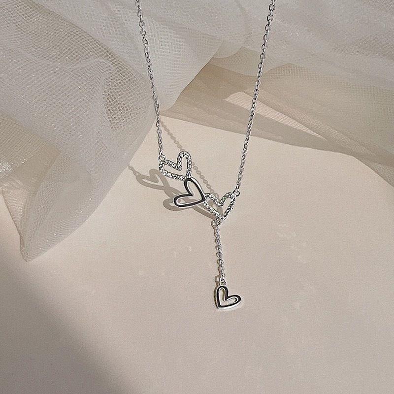 TikTok Trendy Heart Tassel Necklace – Luxurious, Simple Clavicle Chain Jewelry for Women