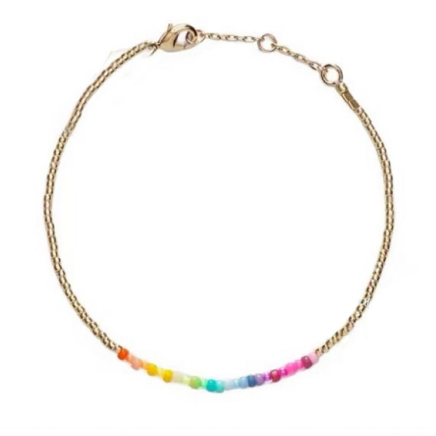 Glass Beaded Double Layer Bracelet For Women With Geometric Design Summer Accessory