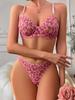 Ästhetisches Grunge Ultra Dünne Sets Damen Durchsichtig Sexy Gepunktet Halbschalen Zweiteiliges Set Mode Tanga Dessous Anzug