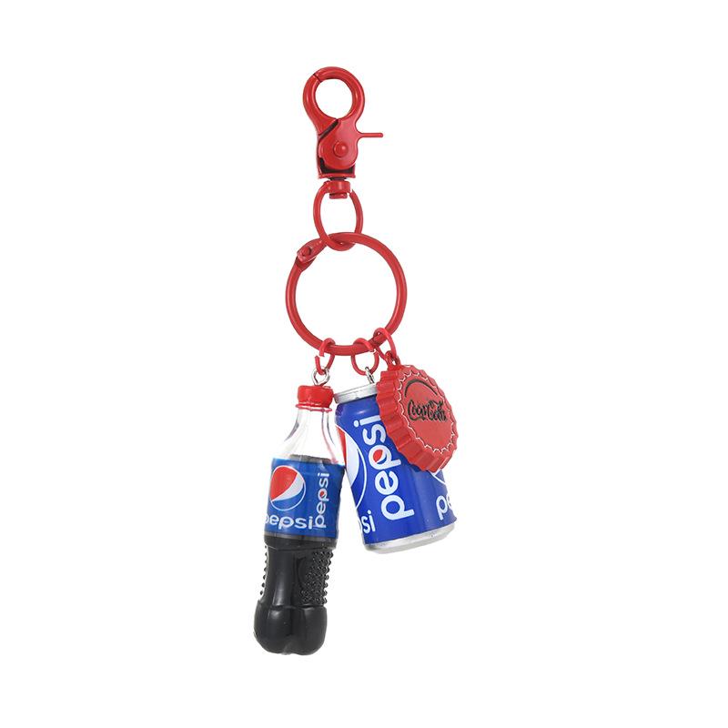 Trendy Creative Coke Bottle Car Keychain with Ice Cube Charm - Stylish Couple Bag Accessory