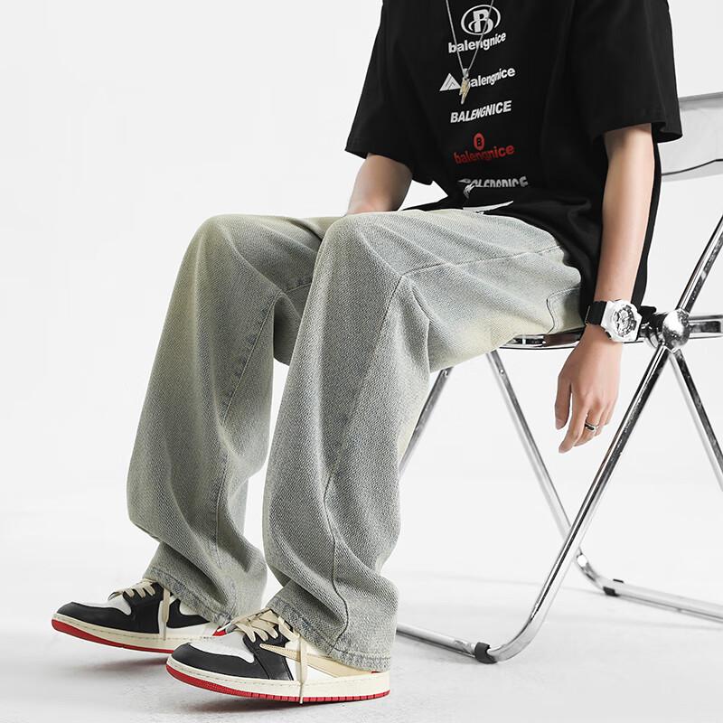 NASA NOAH Men's Washed Straight-Leg Denim Jeans