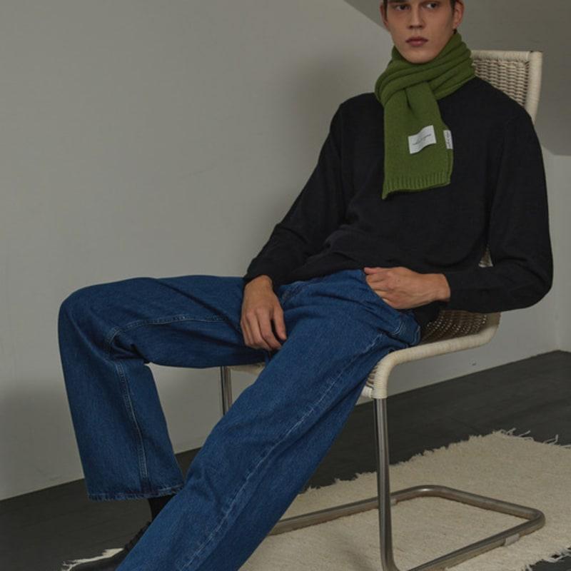 White Project VIRGIN WOOL KNIT MUFFLER_OLIVE