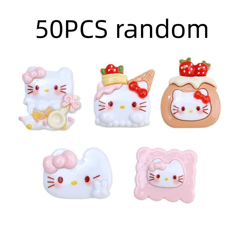 20/100PCS Cute Kitten Cookies Cartoon Cream Glue Accessories Creative Shoe Buckle Materials Resin Accessories DIY Accessories Ha